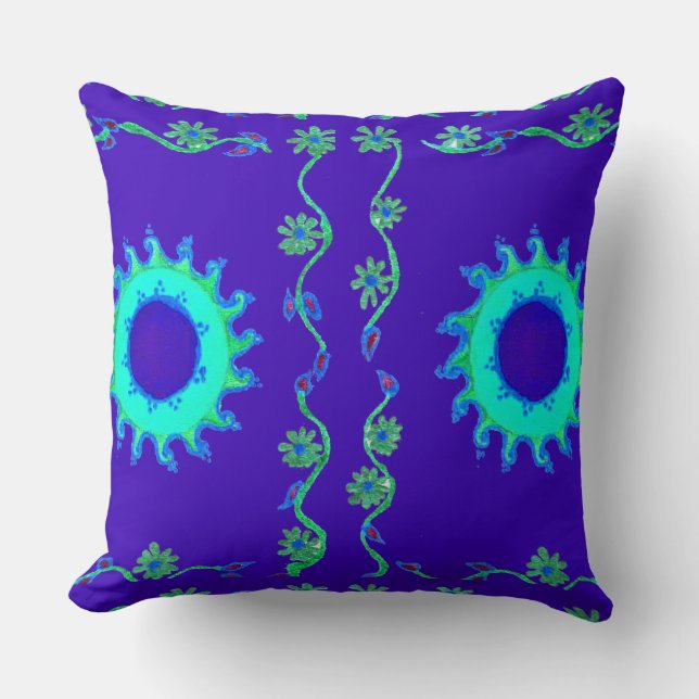 Create your own Home blue sunny sky floral Cushion (Front)