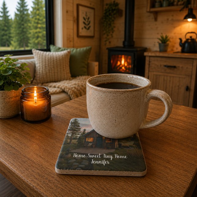 Create your own Home sweet tiny home personal Stone Coaster (Create your own Home sweet tiny home personal Stone Coaster. For Tiny home lovers.)