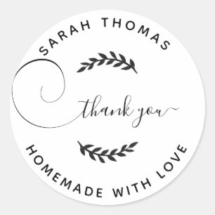 Create Your Own Homemade with Love Thank You Classic Round Sticker
