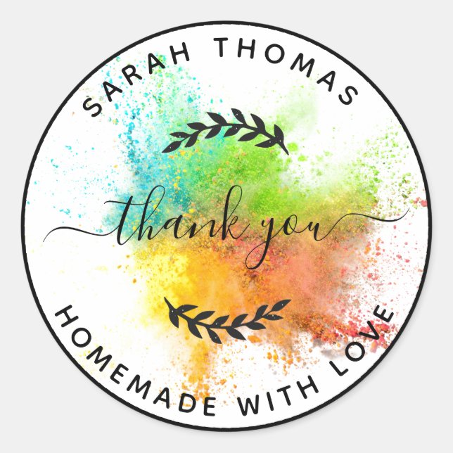 Create Your Own Homemade with Love Thank You Classic Round Sticker (Front)