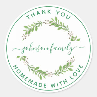 Create Your Own Homemade with Love Thank You Classic Round Sticker