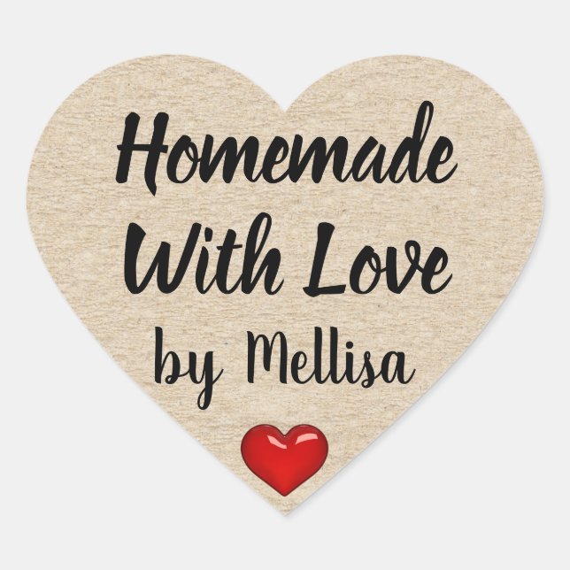 Create your own Homemade with love thank you Heart Sticker (Front)
