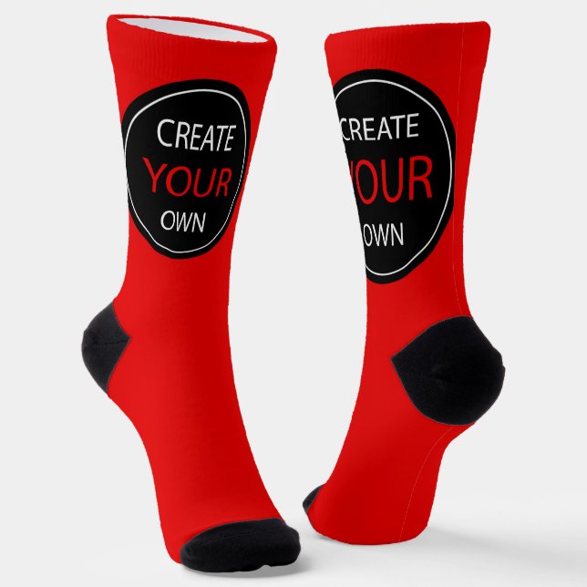 Create Your Own - Hot Red, Photo, Personal /Custom Socks (Angled)