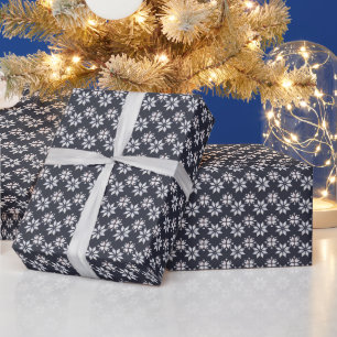 Create Your Own Hygge Magical Snowflakes Black Wrapping Paper