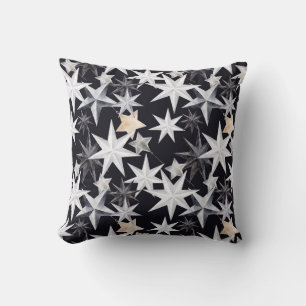 Create Your Own Hygge Silver, White, Gold Stars Cushion