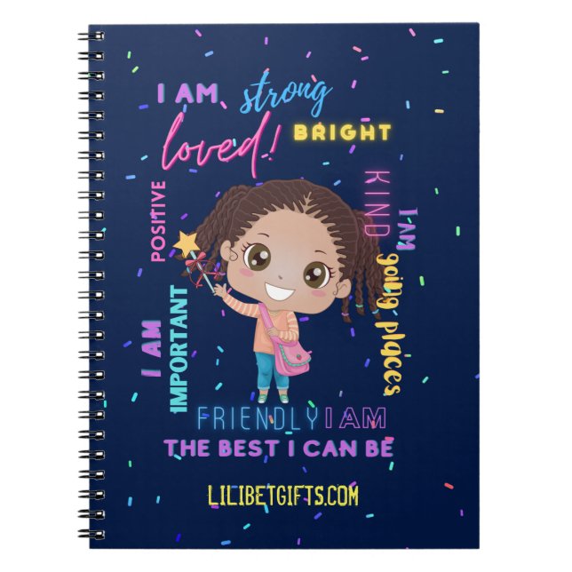 Create Your Own I AM - Positive Girl Affirmations Notebook (Front)