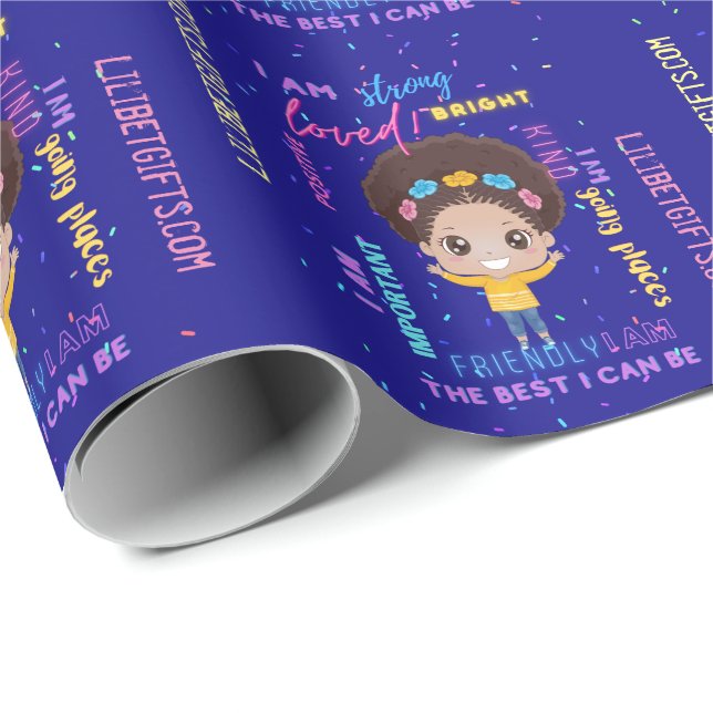 Create Your Own I AM - Positive Girl Affirmations  Wrapping Paper (Roll Corner)