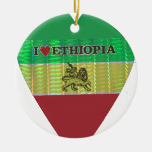 Create your own I love Beautiful Ethiopia Ceramic Ornament