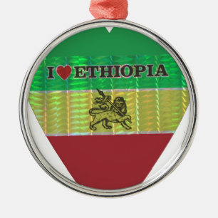 Create your own I love Beautiful Ethiopia Metal Ornament