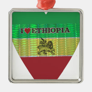 Create your own I love Beautiful Ethiopia Metal Ornament
