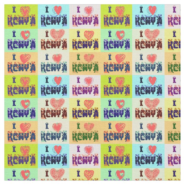 Create Your Own I love Colourful Kenya Fabric (Close Up)