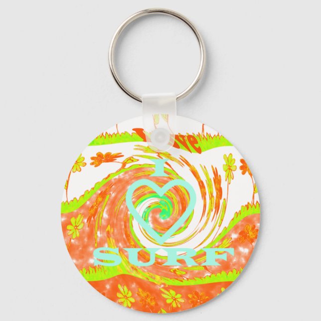 Create Your Own  I Love Surfing. Key Ring (Front)