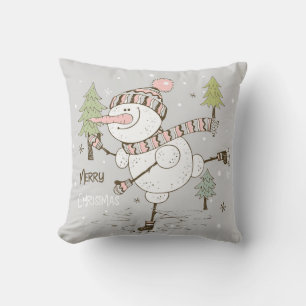 Create Your Own Ice Skating Snowman Christmas Cushion