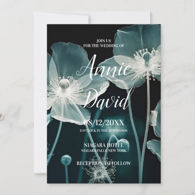 Create Your Own Icy Blue Flowers Wedding Invitation (Front)