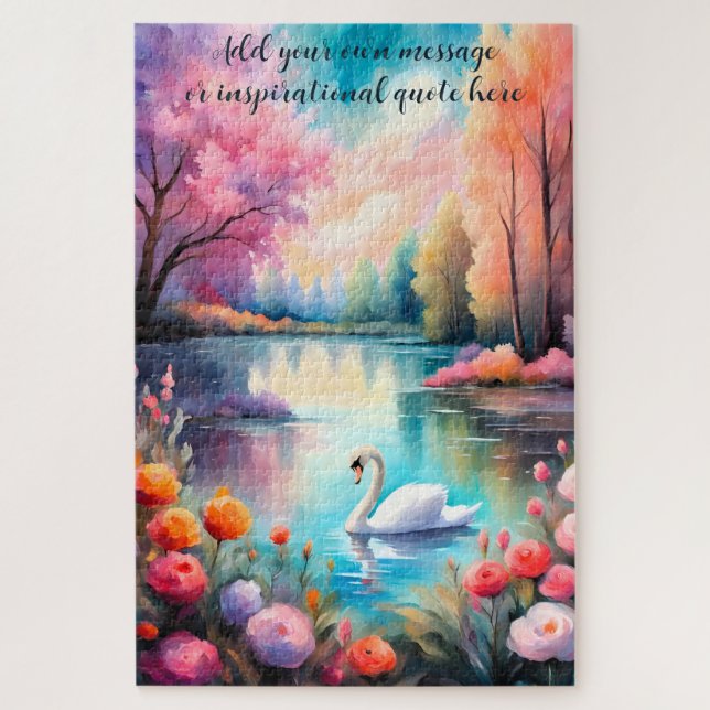 create your own inspirational message,swan  jigsaw puzzle (Vertical)