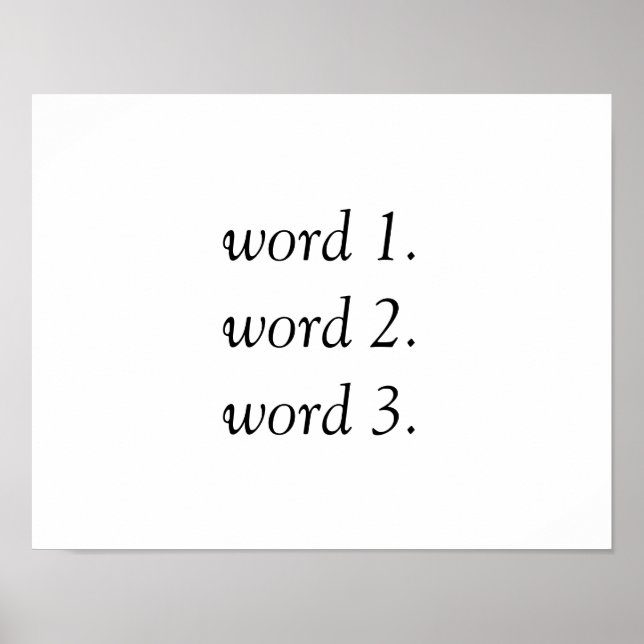 Create your own inspirational text in three words poster (Front)