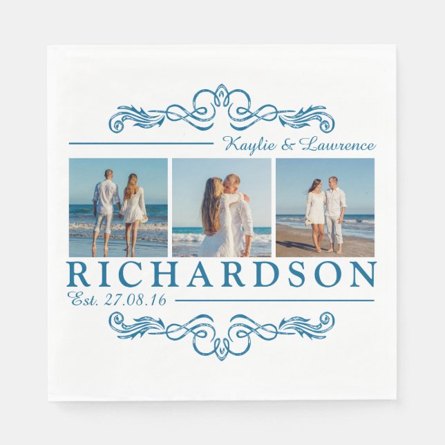 Create Your Own Instagram Beach Wedding Monogram Napkin (Front)