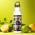 Create Your Own Instagram Collage Custom Monogram 710 Ml Water Bottle<br><div class="desc">You can use Instagram photos for this design. Use 8 square photos to create a unique and personal gift. Or you can keep the hipster puppy and make a trendy keepsake. If you need to adjust the pictures,  click on the customise tool to make changes.</div>