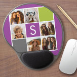 Create Your Own Instagram Collage Custom Monogram Gel Mouse Pad<br><div class="desc">Featuring Radiant Orchid, Lime Green and Charcoal squares. You can use Instagram photos for this design. Use 6 square photos to create a unique and personal gift. Or you can keep the hipster puppy and make a trendy keepsake. If you need to adjust the pictures, click on the customize tool...</div>