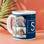 Create Your Own Instagram Collage Custom Monogram Large Coffee Mug<br><div class="desc">Use 8 square photos to create a unique and personal gift. Or you can keep the hipster puppy and make a trendy keepsake. If you need to adjust the pictures,  click on the customise tool to make changes.</div>