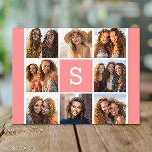 Create Your Own Instagram Collage Custom Monogram Postcard