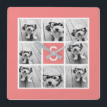 Create Your Own Instagram Collage Custom Monogram Square Wall Clock<br><div class="desc">You can use Instagram photos for this design. Use 8 square photos to create a unique and personal gift. Or you can keep the hipster puppy and make a trendy keepsake. If you need to adjust the pictures,  click on the customise tool to make changes.</div>