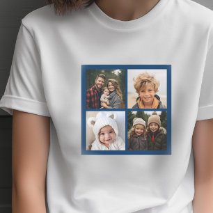 Create Your Own Instagram Collage Navy 4 Pictures T-Shirt