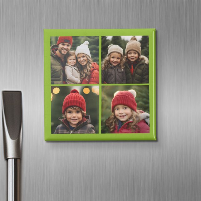 Create Your Own Instagram Collage Pistachio 4 pics Magnet (Personalized fridge magnet with photos and custom text)