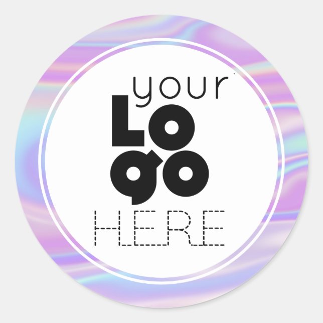 Create Your Own Iridescent Faux Holographic Logo Classic Round Sticker (Front)