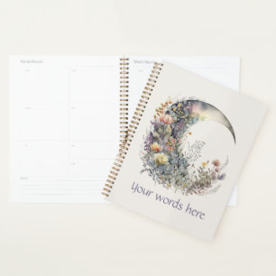 Create Your Own Iridescent Floral Crescent Moon Planner