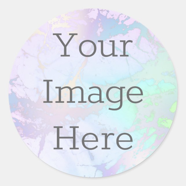 Create Your Own Iridescent Marble & Faux Foil Classic Round Sticker (Front)