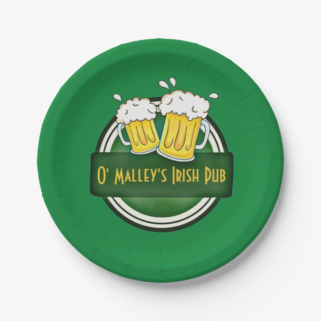 Create Your Own Irish Pub Logo Paper Plate (Front)