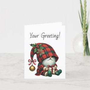 Create Your Own Jingle Christmas Plaid Gnome Holiday Card