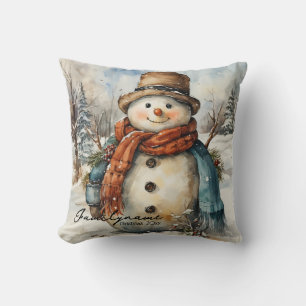 Create Your Own Jolly Rustic Snowman Cushion