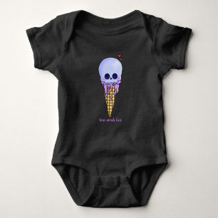 Create Your Own Kawaii Skull Ice Cream Cone Baby Bodysuit
