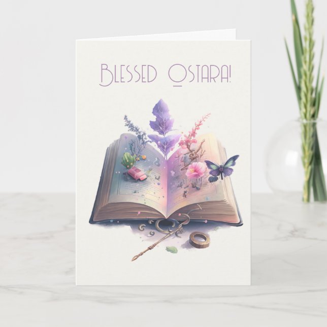 Create Your Own Kitchen Witch Spell Book Holiday Card (Front)