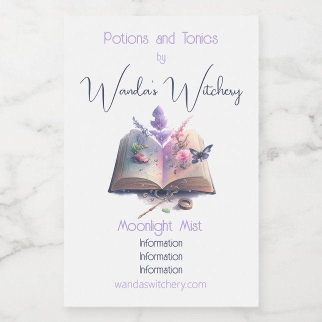 Create Your Own Kitchen Witch Spell Book Wine Label (Single Label)