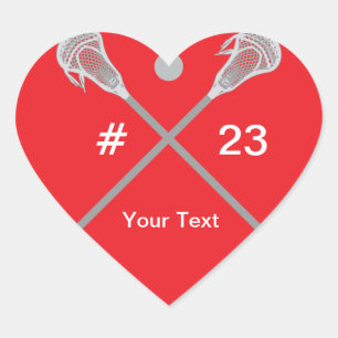 Create Your Own Lacrosse Sticks Name Number Heart Sticker