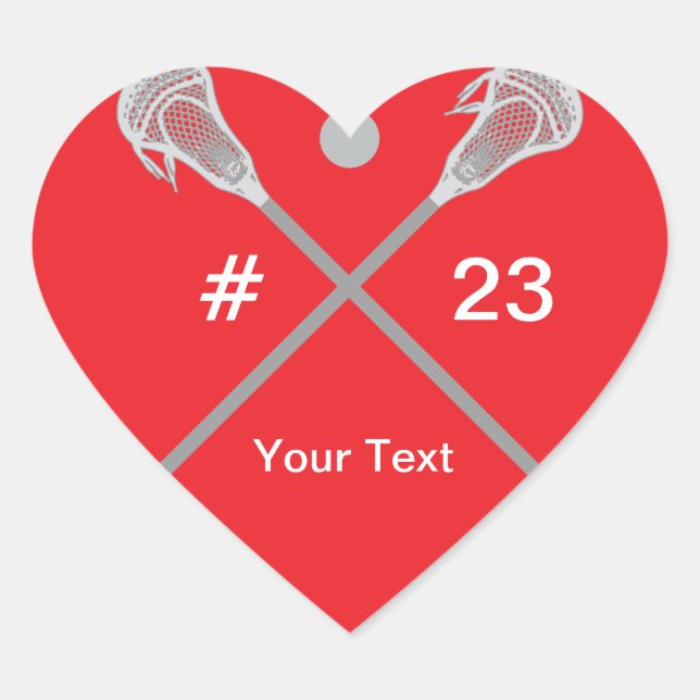 Create Your Own Lacrosse Sticks Name Number Heart Sticker (Front)