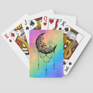 Create Your Own Leafy Boho Moon Silhouette Playing Cards