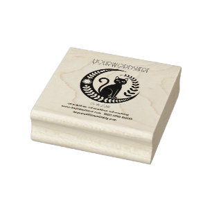 Create Your Own Leafy Floral Black Cat Sun Moon Rubber Stamp