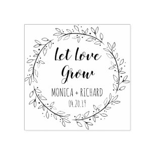 Create Your Own Let Love Grow Typography Wedding Rubber Stamp