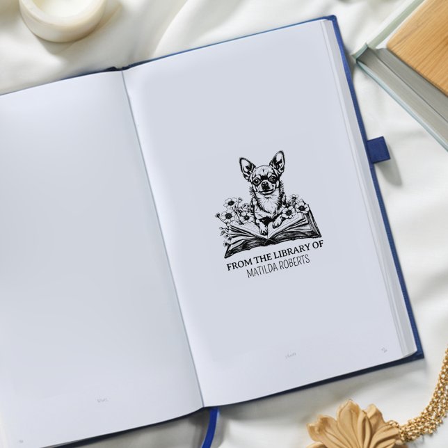 Create Your Own Library Chihuahua Bookplate  Rubber Stamp (Creator Uploaded)