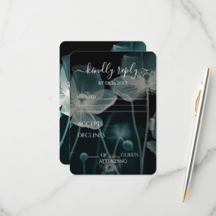 Create Your Own - Light Blue X-Ray Wildflowers RSVP Card