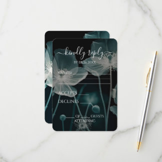 Create Your Own - Light Blue X-Ray Wildflowers RSVP Card