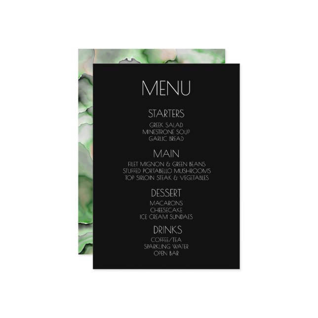 Create Your Own - Light Green Marble Menu (Front/Back In Situ)