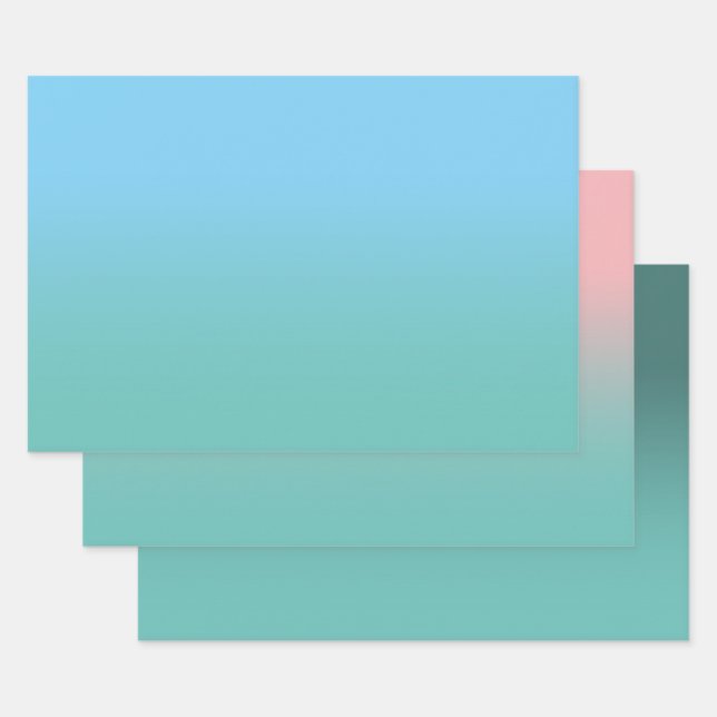 Create Your Own Light Teal Ombre Wrapping Paper Sheet (Set)