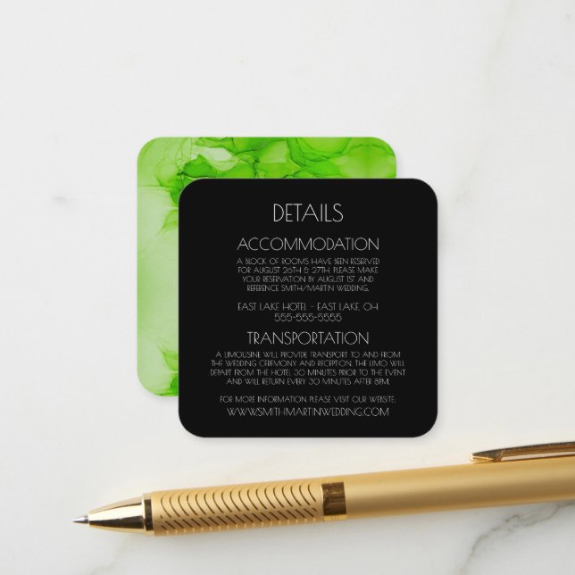 Create Your Own - Lime Green Marble Enclosure Card (Front/Back In Situ)