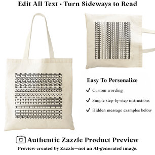 Create Your Own Long Hidden Message 148B Novelty Tote Bag