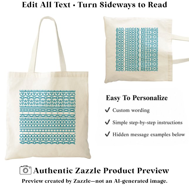 Create Your Own Long Hidden Message & Name Aqua Tote Bag (Creator Uploaded)